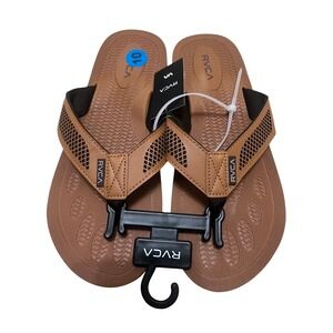 RVCA Mens Flip Flop Sandals Tan Beige Black EVA Size 10 NEW